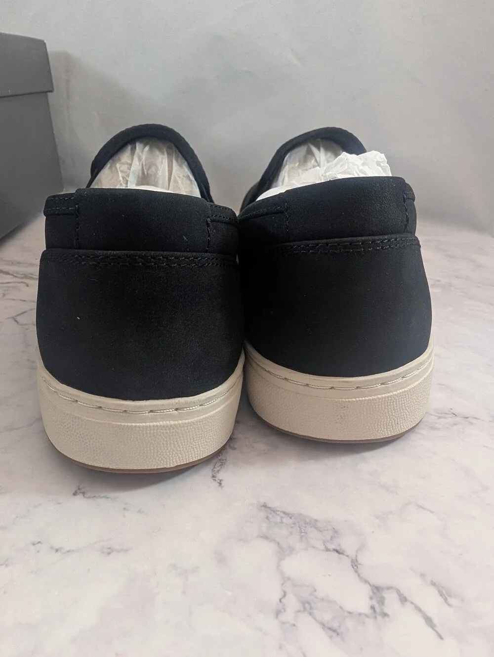 ABEO Encore Black Nubuck Leather Suede Slip On Comfort Sneakers 8.5 Neutral